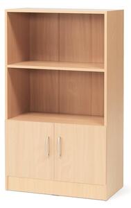 AJ Produkty Kancelářská skříň FLEXUS, 1325x760x415 mm, dveře + 2 otevřené police, buk