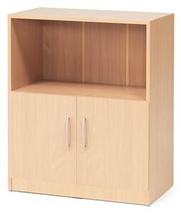 AJ Produkty Kancelářská skříň FLEXUS, 925x760x415 mm, dveře + 1 otevřená police, buk