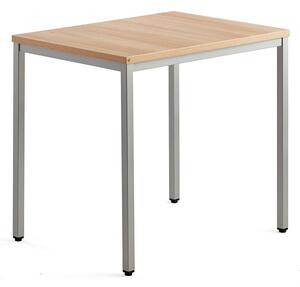 AJ Produkty Přídavný stůl QBUS, 4 nohy, 800x600 mm, stříbrný rám, dub