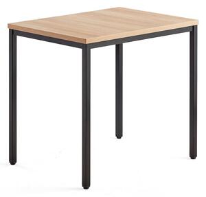 AJ Produkty Přídavný stůl QBUS, 4 nohy, 800x600 mm, černý rám, dub