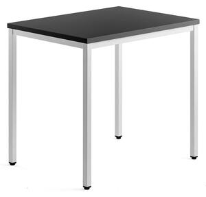 AJ Produkty Přídavný stůl QBUS, 4 nohy, 800x600 mm, bílý rám, černá