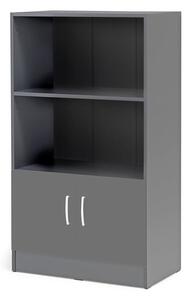 AJ Produkty Kancelářská skříň FLEXUS, 1325x760x415 mm, dveře + 2 otevřené police, šedá