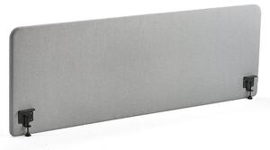AJ Produkty Stolový paraván ZONE, černé svorky, 2000x650x36 mm, potah Etna, světle šedá