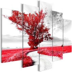 Obraz - Strom u silnice - červený 100x50