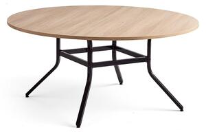 AJ Produkty Stůl VARIOUS, Ø1600 mm, výška 740 mm, černá, dub