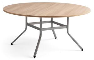 AJ Produkty Stůl VARIOUS, Ø1600 mm, výška 740 mm, stříbrná, dub