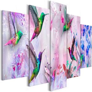 Obraz - Barevní kolibříci - fialoví 100x50