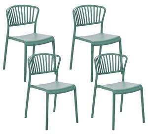 Sada 4 jídelních židlí zelené GELA