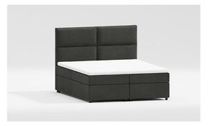 Tmavě šedá čalouněná dvoulůžková postel s úložným prostorem s roštem 200x200 cm Rico – Ropez