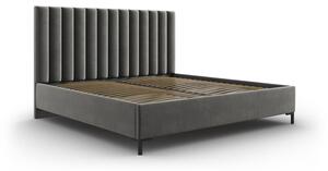 Šedá čalouněná dvoulůžková postel s úložným prostorem s roštem 200x200 cm Casey – Mazzini Beds
