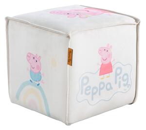 Bílý sametový dětský puf Peppa Pig – Roba