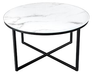 Designový konferenční stolek Latrisha 80 cm bílý - vzor mramor