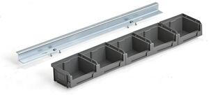 AJ Produkty Závěsná lišta na plastové boxy, 555 mm, vč. 5 boxů