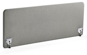AJ Produkty Stolový paraván ZONE, bílé svorky, 1800X650x36 mm, potah Rivet, stříbrnošedá