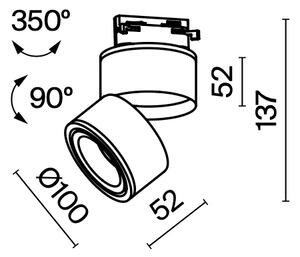 Maytoni LED svítidlo YIN 15W pro 1F systém UNITY, v. 137 mm, 3000K nestmívatelné Barva: Černá