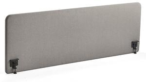 AJ Produkty Stolový paraván ZONE, černé svorky, 2000X650x36 mm, potah Rivet, stříbrnošedá