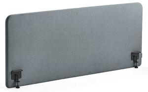 AJ Produkty Stolový paraván ZONE, černé svorky, 1600X650x36 mm, potah Rivet, modrošedá
