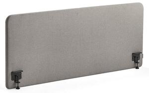 AJ Produkty Stolový paraván ZONE, černé svorky, 1600X650x36 mm, potah Rivet, stříbrnošedá