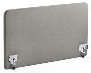AJ Produkty Stolový paraván ZONE, bílé svorky, 1200X650x36 mm, potah Rivet, stříbrnošedá