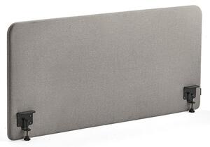 AJ Produkty Stolový paraván ZONE, černé svorky, 1400X650x36 mm, potah Rivet, stříbrnošedá