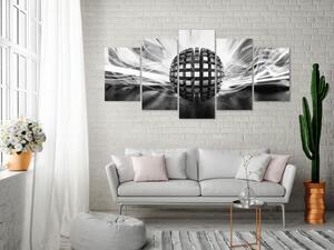 Obraz - Kovová koule - černobílá 100x50