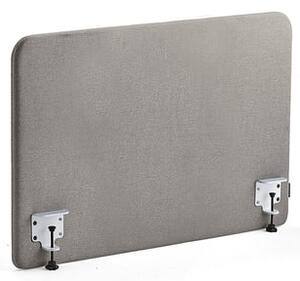 AJ Produkty Stolový paraván ZONE, bílé svorky, 1000X650x36 mm, potah Rivet, stříbrnošedá