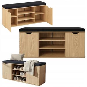 Botník s sedákem Porta do předsíně MDF 103x30x46 cm hnědá