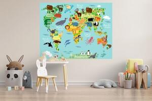 Mapa světa zvířat Fotopapír 70 x 100 cm