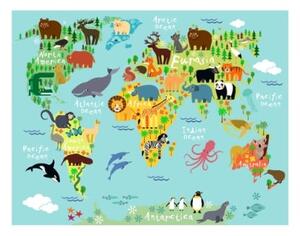 Mapa světa zvířat Fotopapír 20 x 30 cm