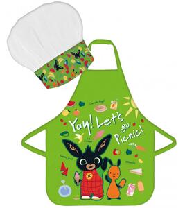 Dětská zástěra s kuchařskou čepicí Zajíček Bing - motiv Let's Go Picnic! - 2 díly
