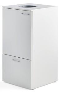 AJ Produkty Skříňka na tříděný odpad FAHRENHEIT, 1 zásuvka, 1x 90l a 2x 25l plastová nádoba, bílá