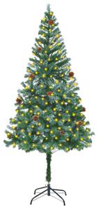 Umělý vánoční strom s LED diody a šiškami 180 cm