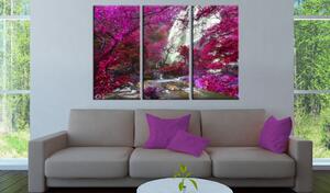 Obraz - Krásný vodopád: Růžový les 90x60