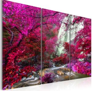 Obraz - Krásný vodopád: Růžový les 90x60