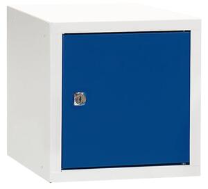 AJ Produkty Box na osobní věci CUBE, uzamykatelný, 270x270x350 mm, bílá/modré dveře