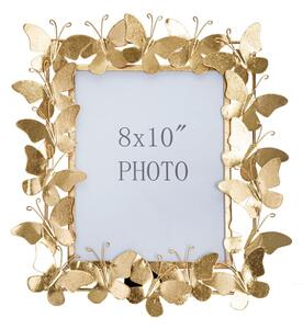 Kovový stojací rámeček ve zlaté barvě 35x38 cm Butterfly – Mauro Ferretti