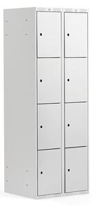 AJ Produkty Boxová šatní skříň CLASSIC, 2 sekce, 8 boxů, 1740x600x550 mm, šedá, šedé dveře