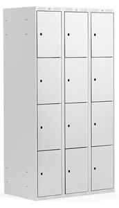 AJ Produkty Boxová šatní skříň CLASSIC, 3 sekce, 12 boxů, 1740x900x550 mm, šedá, šedé dveře