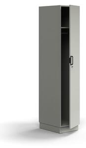 AJ Produkty Šatní skříň QBUS, uzamykatelná, šatní tyč, sokl, 2020x400x570 mm, světle šedá