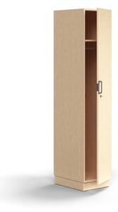 AJ Produkty Šatní skříň QBUS, uzamykatelná, šatní tyč, sokl, 2020x400x570 mm, bříza