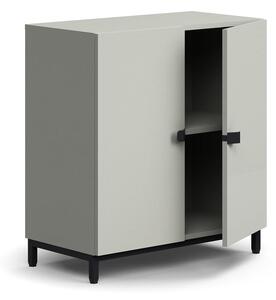 AJ Produkty Policová skříň QBUS, 1 police, nohy, úchytky, 868x800x420 mm, černá, světle šedá