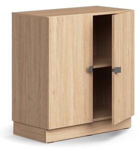 AJ Produkty Policová skříň QBUS, 1 police, sokl, úchytky, 868x800x420 mm, dub