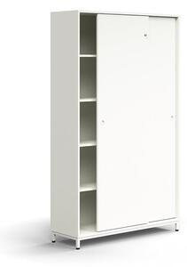 AJ Produkty Skříň s posuvnými dveřmi QBUS, 4 police, nohy, úchytky, 2020x1200x400 mm, bílá