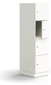 AJ Produkty Skříň QBUS, 4 uzamykatelné boxy, sokl, 1636x400x570 mm, bílá