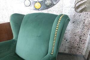 (3110) COSIMO elegantní zelené křeslo ušák