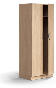 AJ Produkty Šatní skříň QBUS, uzamykatelná, šatní tyč, sokl, 2020x800x570 mm, dub