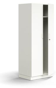 AJ Produkty Šatní skříň QBUS, uzamykatelná, šatní tyč, sokl, 2020x800x570 mm, bílá