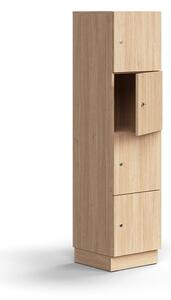 AJ Produkty Skříň QBUS, 4 uzamykatelné boxy, sokl, 1636x400x420 mm, dub