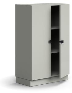 AJ Produkty Policová skříň QBUS, 2 police, sokl, úchytky, 1252x800x420 mm, světle šedá