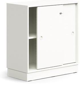 AJ Produkty Skříň s posuvnými dveřmi QBUS, 1 police, sokl, úchytky, 868x800x400 mm, bílá